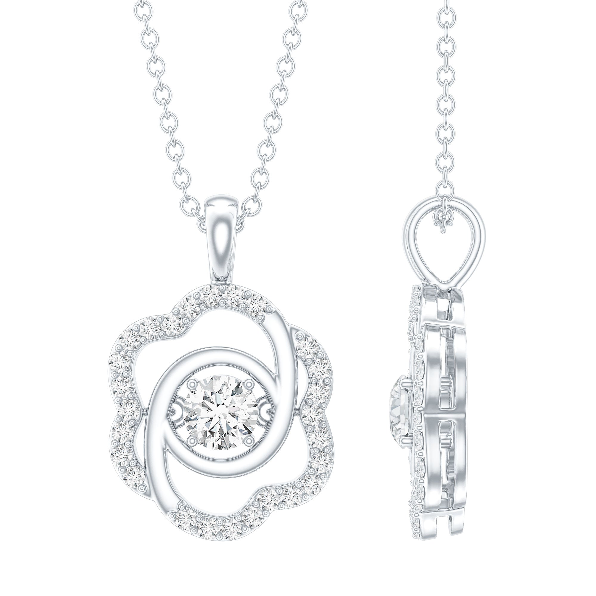 Flower Pendant Necklace with Lab Grown Diamond