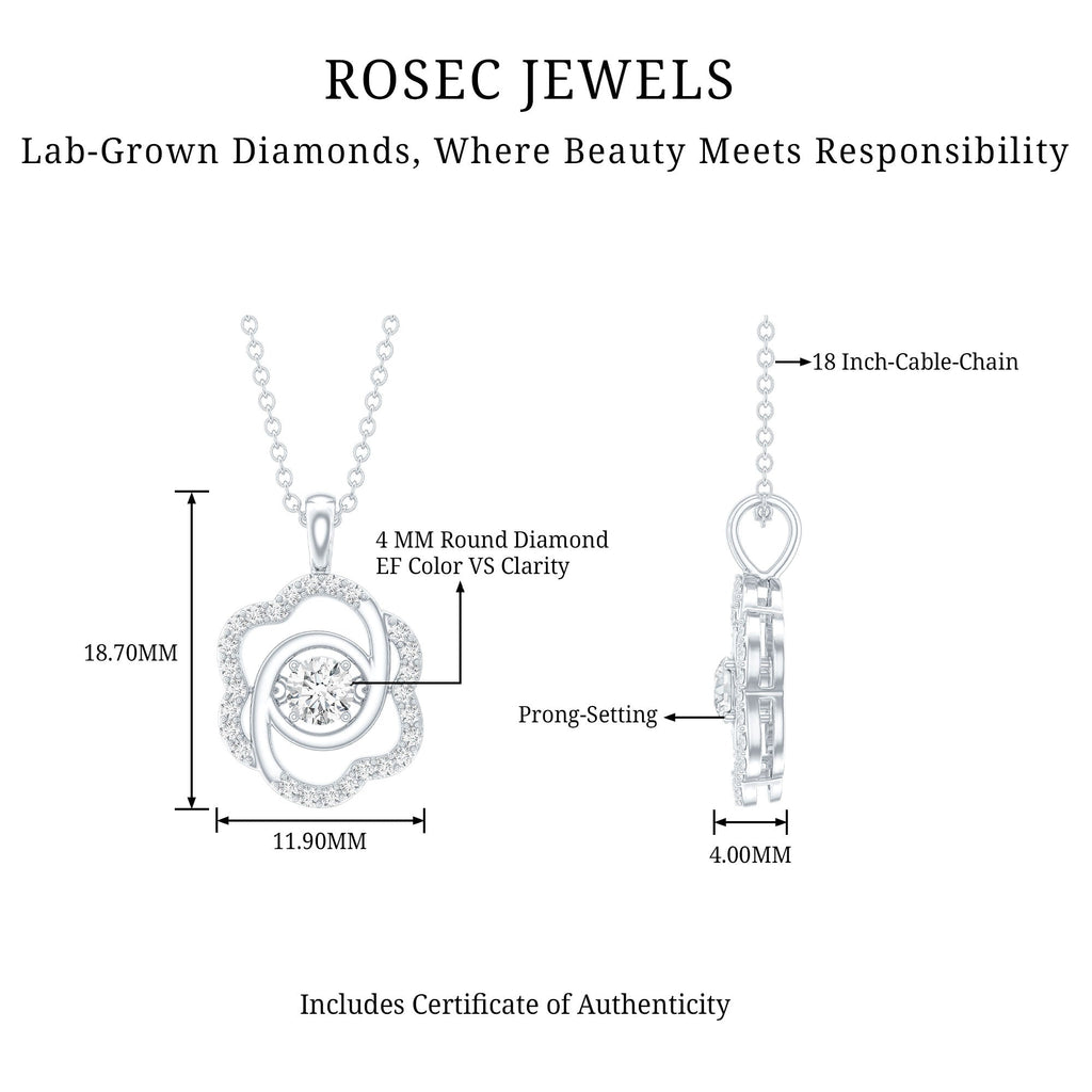 Flower Pendant Necklace with Lab Grown Diamond