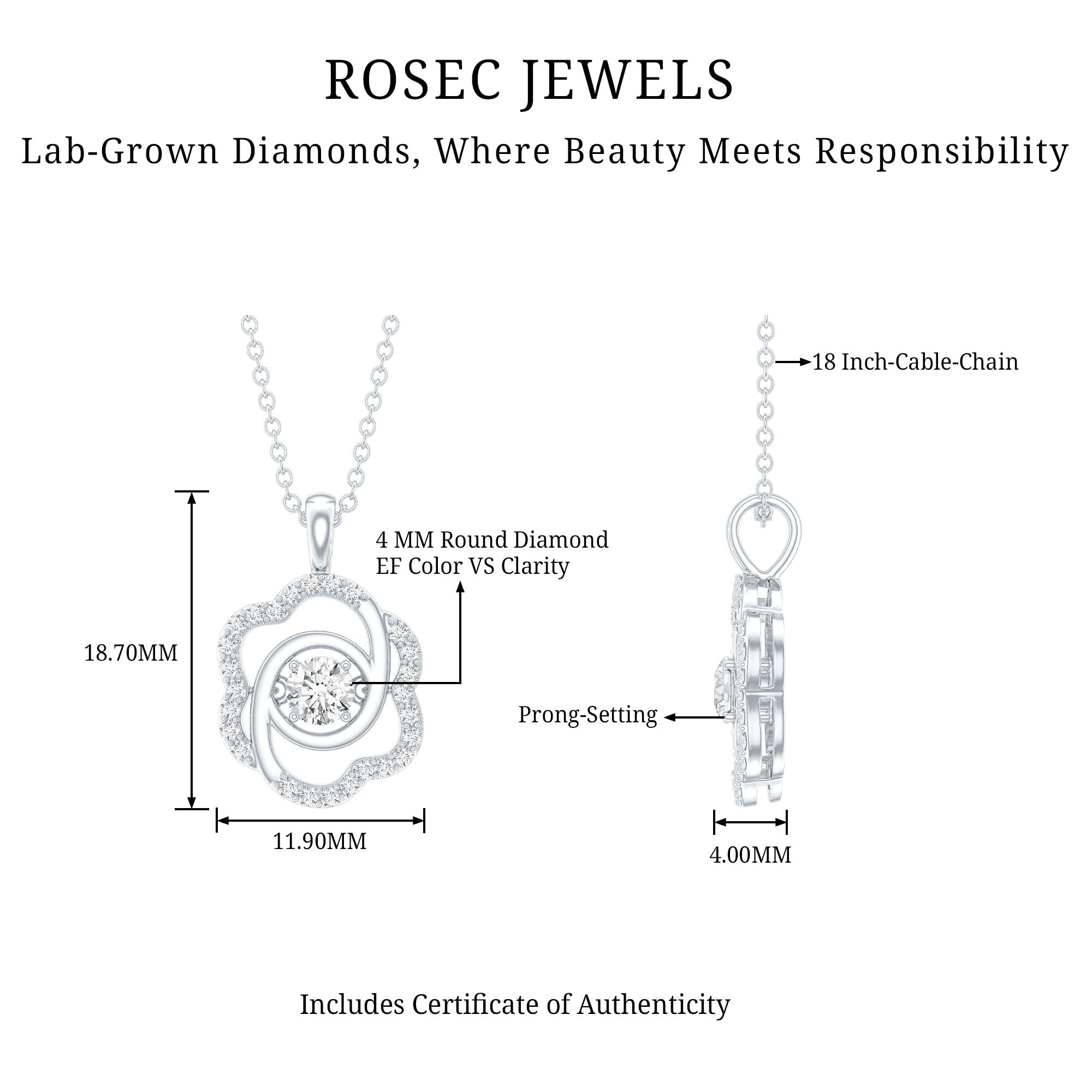 Flower Pendant Necklace with Lab Grown Diamond
