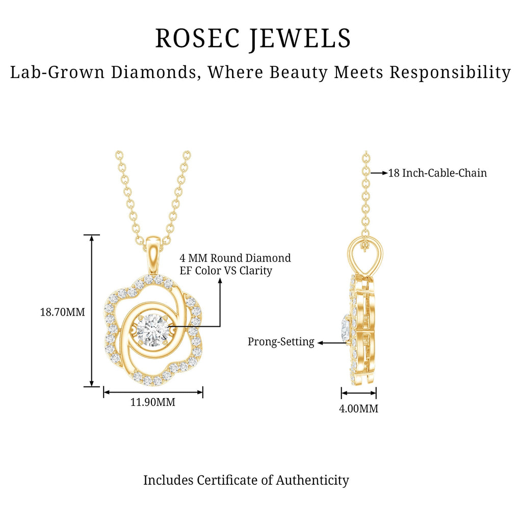 Flower Pendant Necklace with Lab Grown Diamond