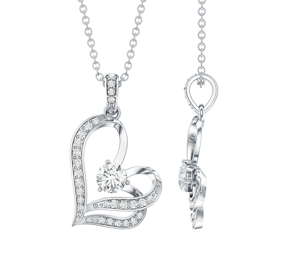 Tilted Lab Diamond Heart Pendant Necklace