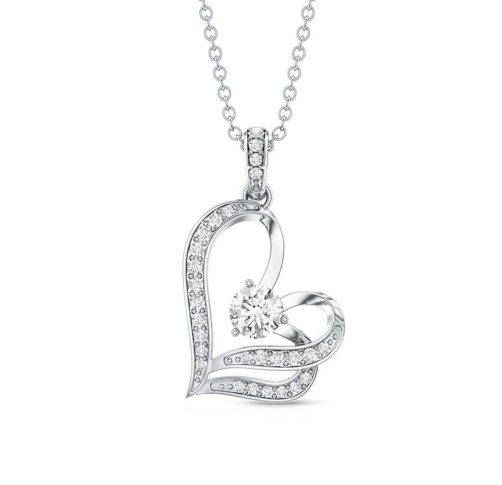 Tilted Lab Diamond Heart Pendant Necklace