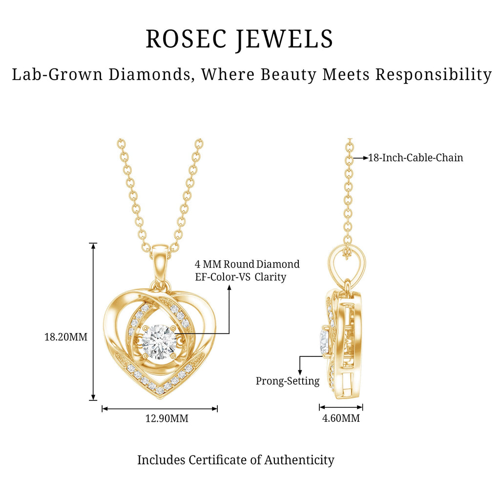 Certified Lab Grown Diamond Heart Pendant Necklace