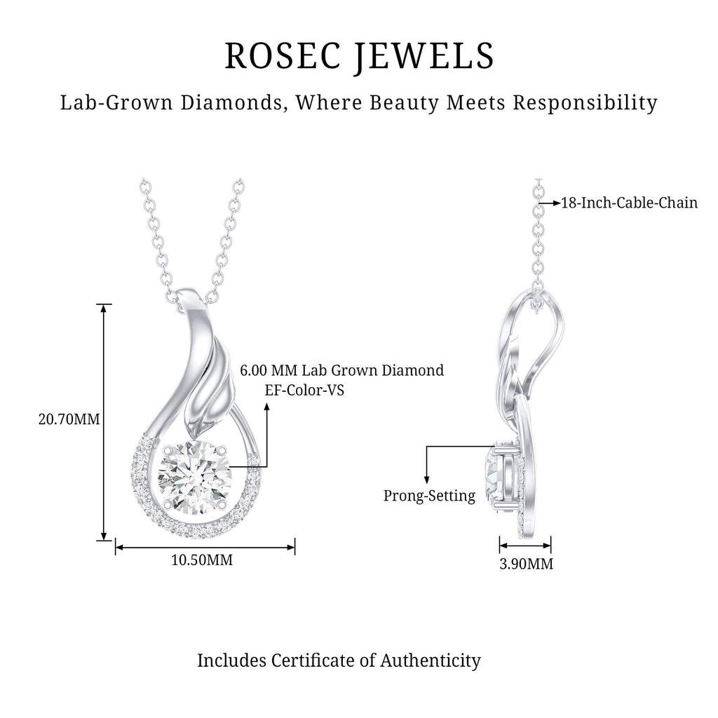 Certified Round Lab Grown Diamond Designer Pendant Necklace