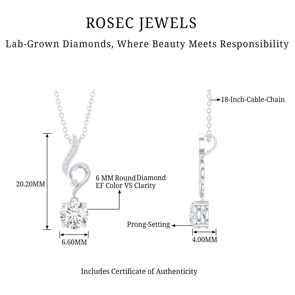 Certified Lab Grown Diamond Solitaire Wedding Necklace