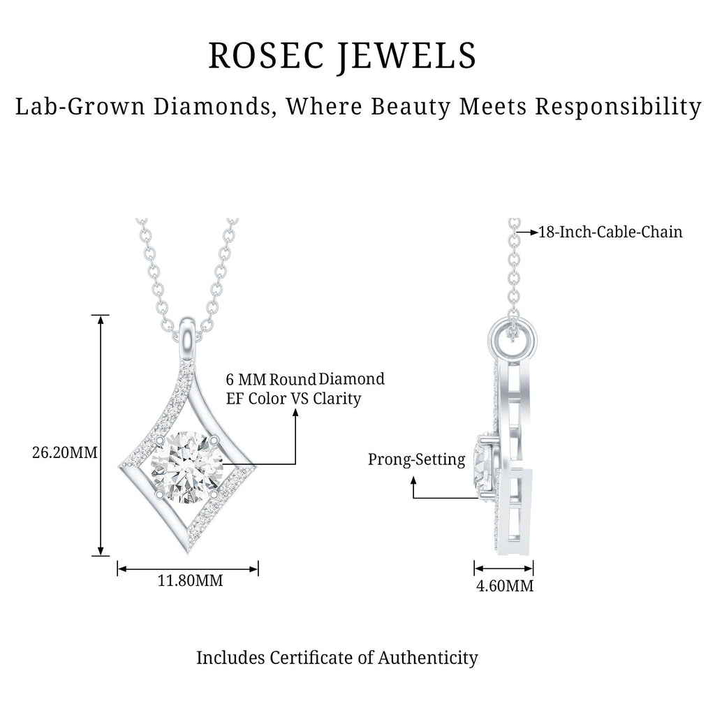 Certified Lab Grown Diamond Geometric Pendant Necklace