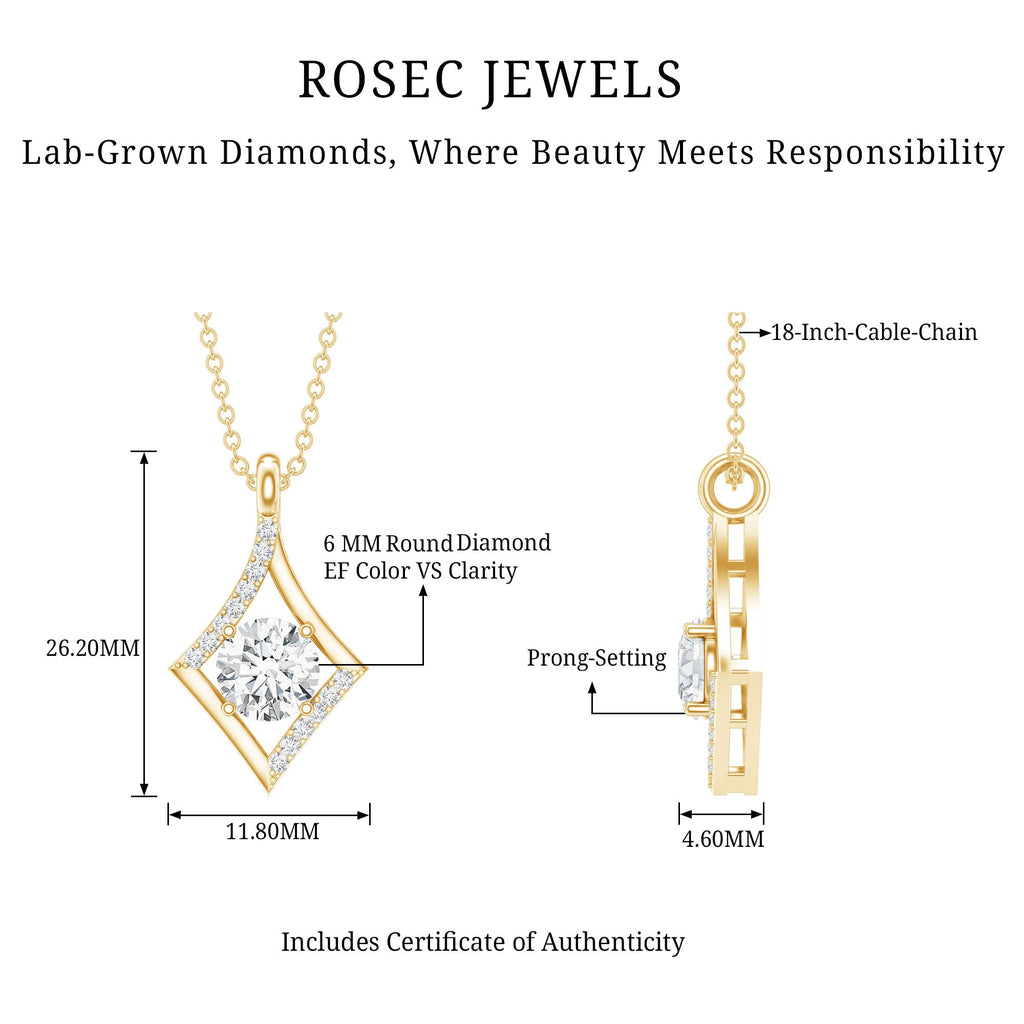 Certified Lab Grown Diamond Geometric Pendant Necklace