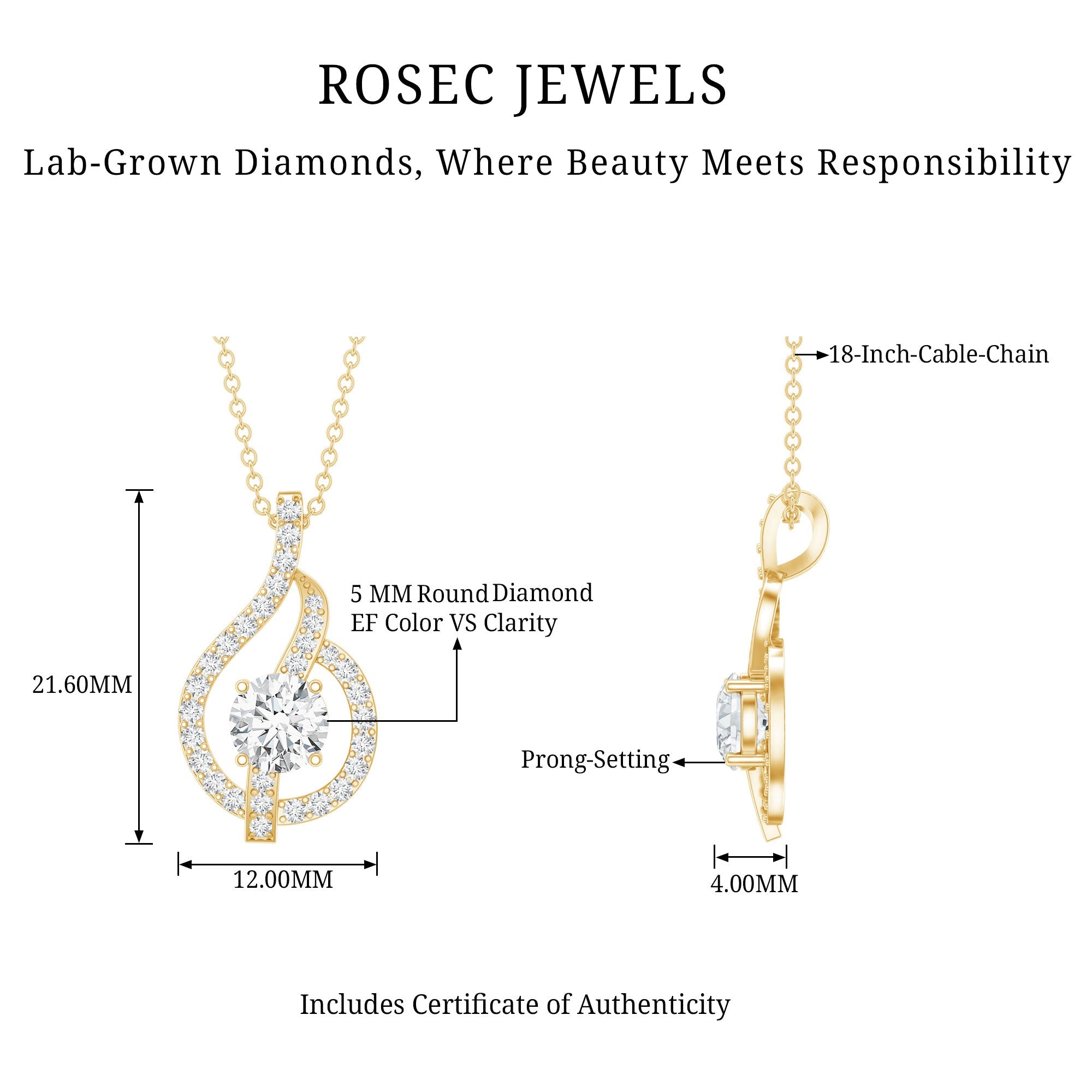 Certified Lab Grown Diamond Leaf Necklace