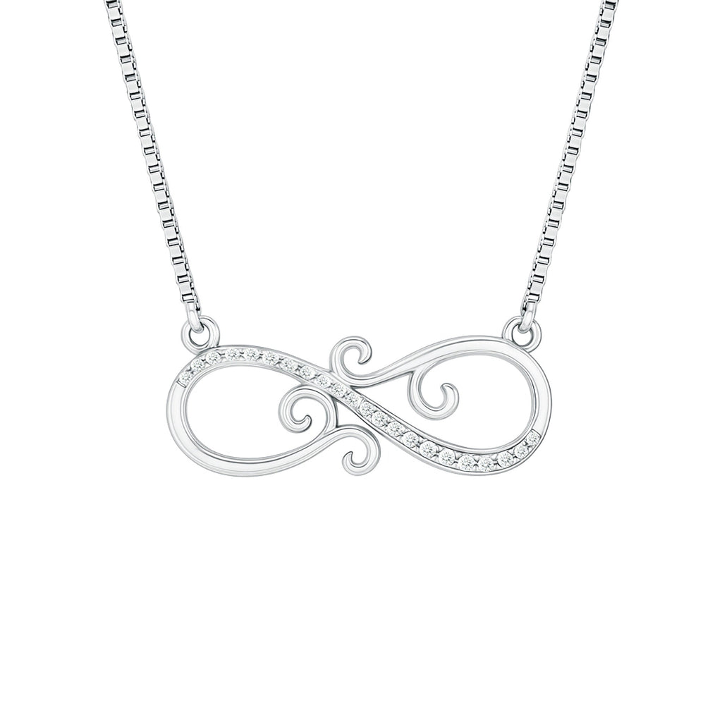 Vintage Style CZ Diamond Infinity Necklace in Sterling Silver