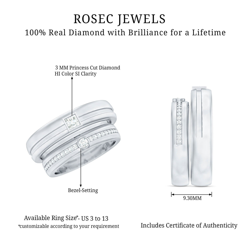 Real Diamond Couple Wedding Band Set