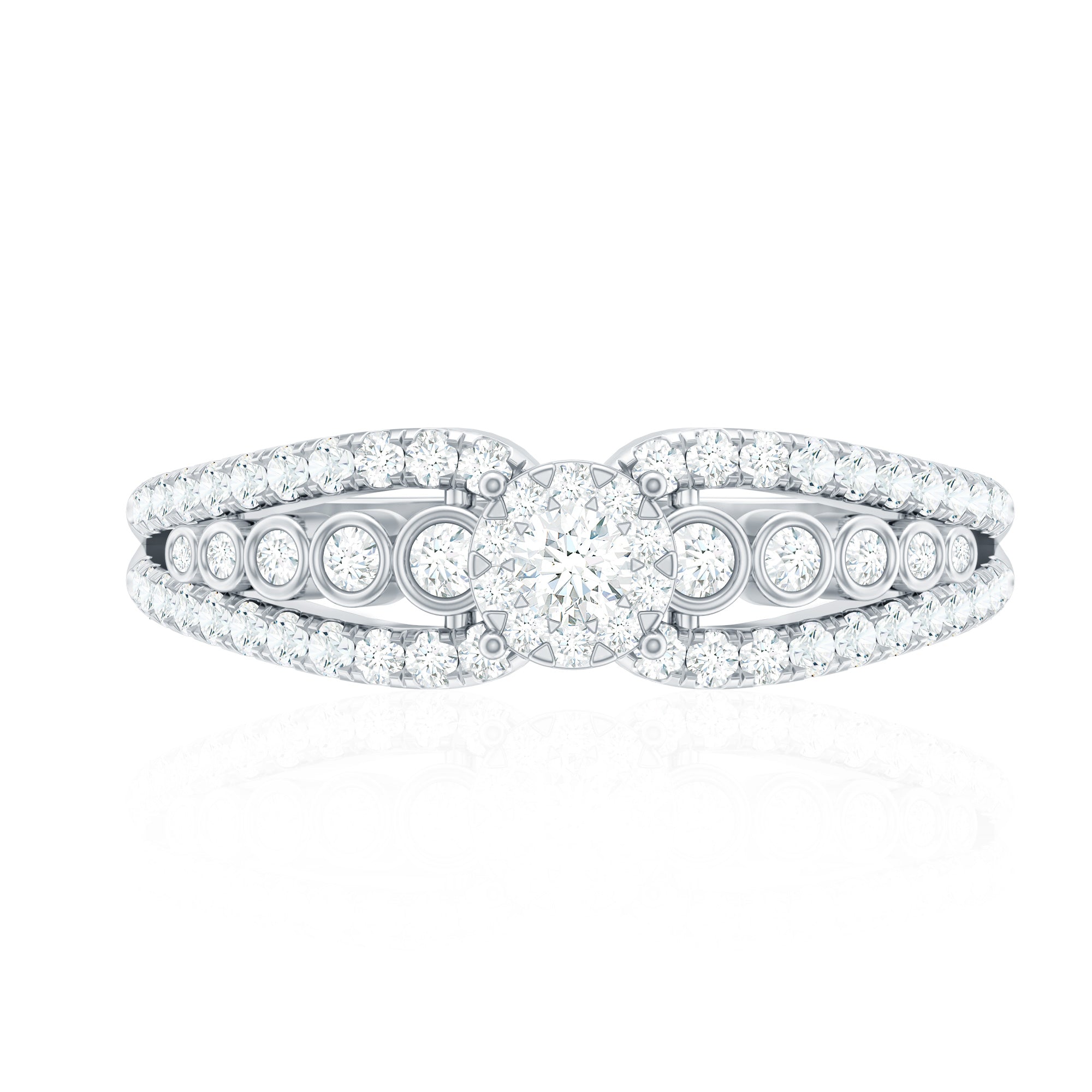 Diamond Designer Engagement Ring with Side Stones