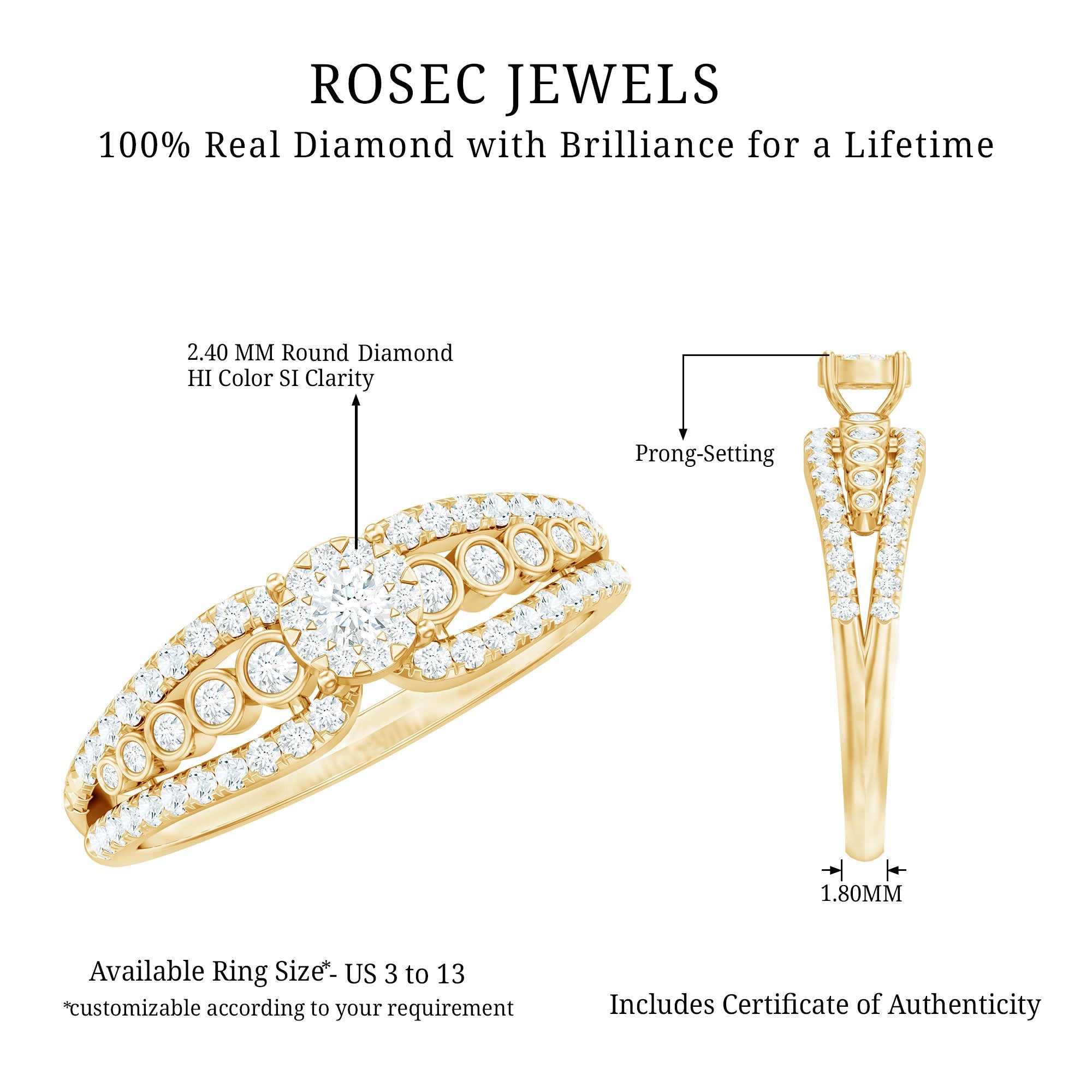 Diamond Designer Engagement Ring with Side Stones