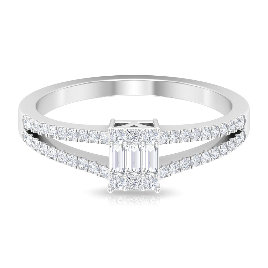 Split Shank Diamond Engagement Ring in Illusion Setting