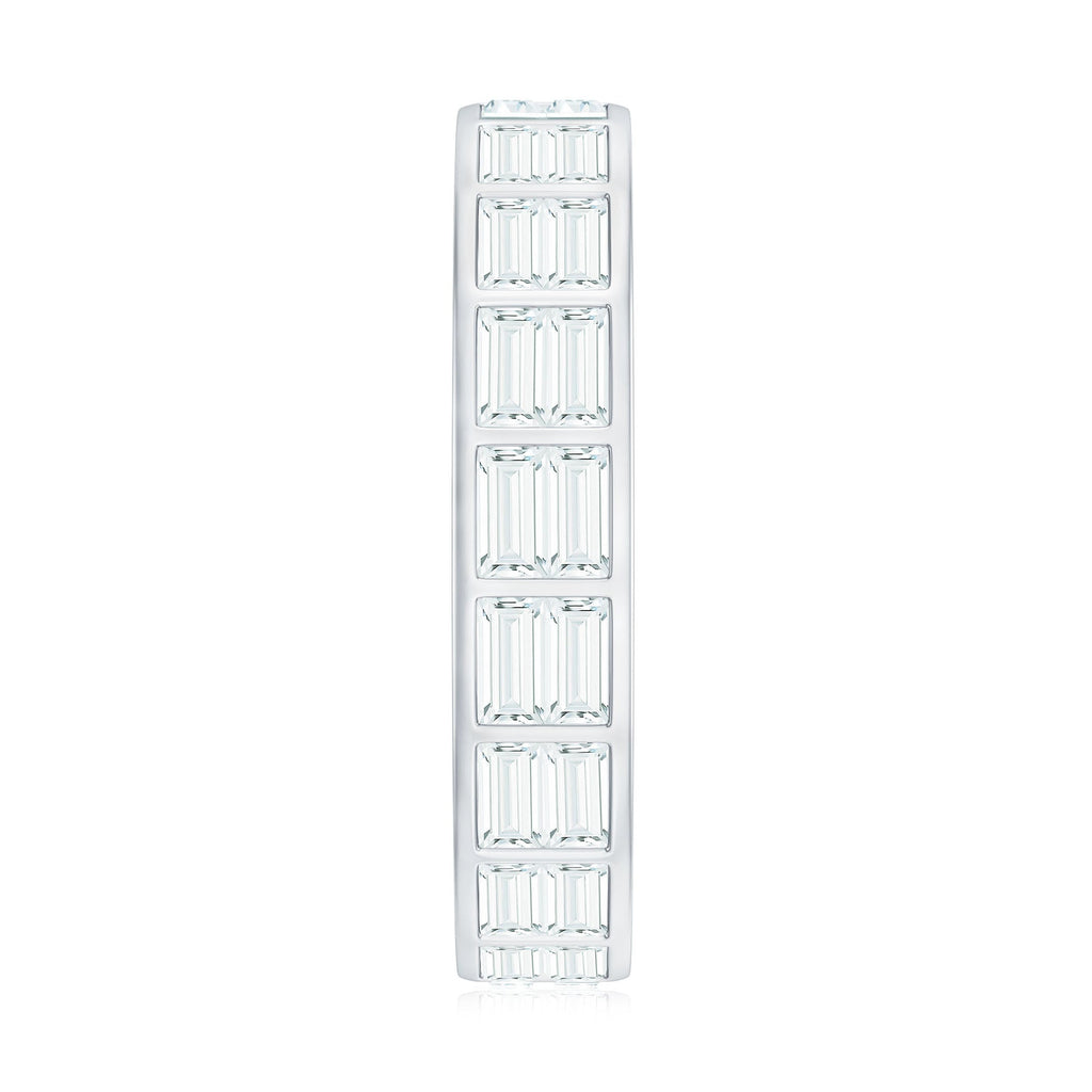 Baguette Cut Certified Moissanite Two Row Eternity Band