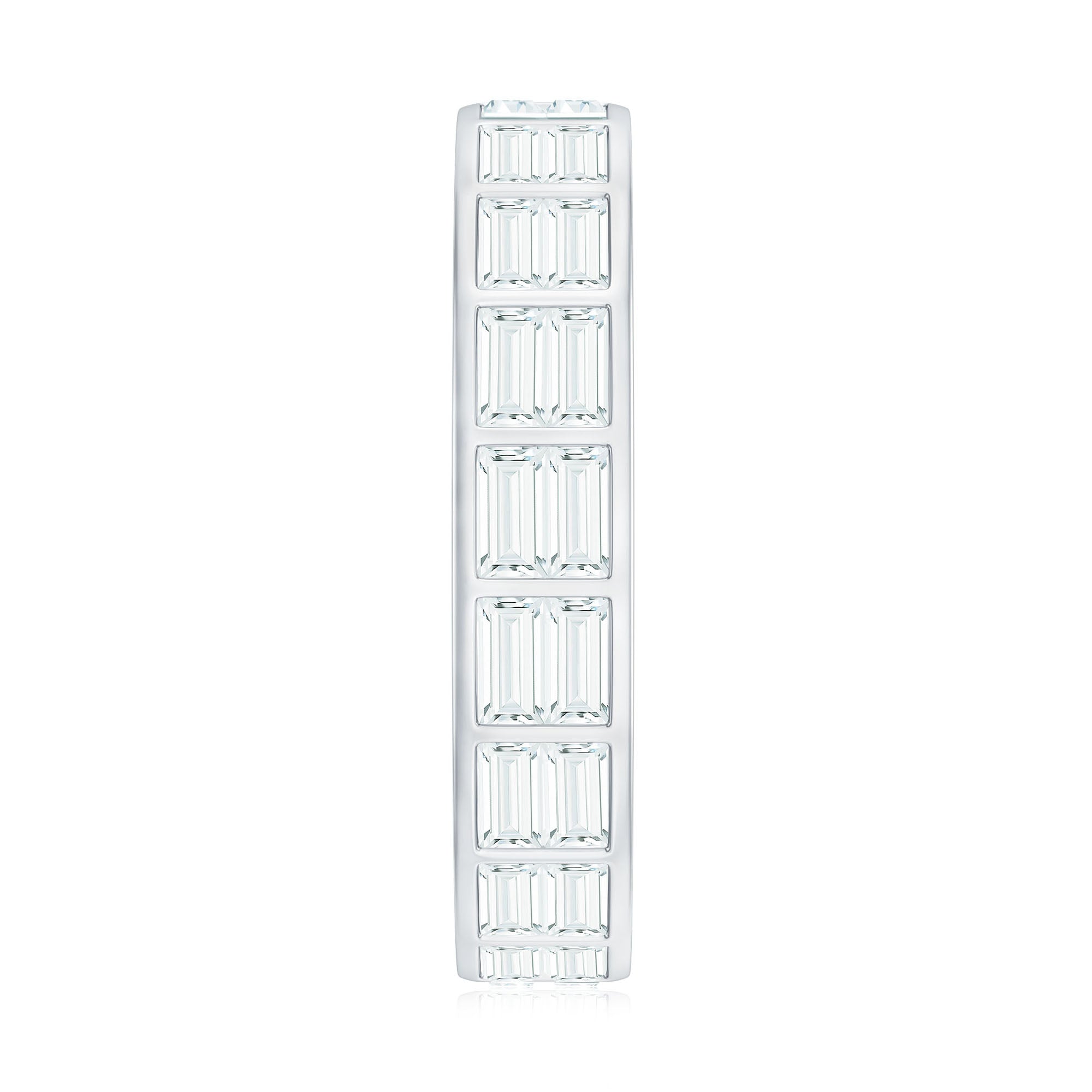 Baguette Cut Certified Moissanite Two Row Eternity Band