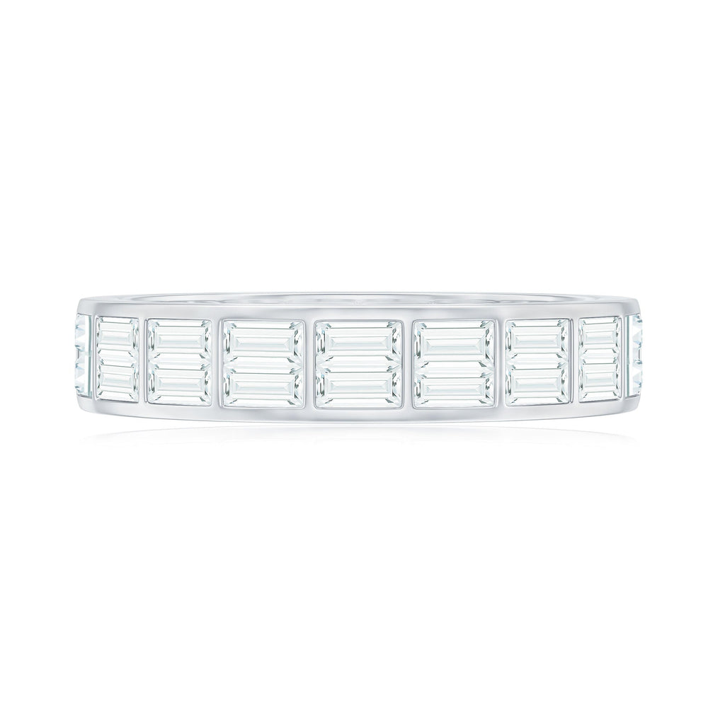Baguette Cut Certified Moissanite Two Row Eternity Band