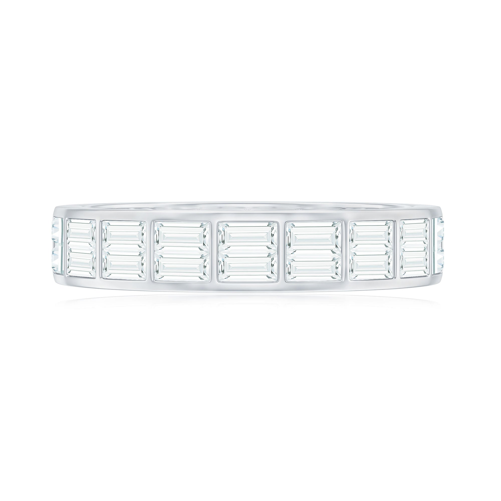 Baguette Cut Certified Moissanite Two Row Eternity Band
