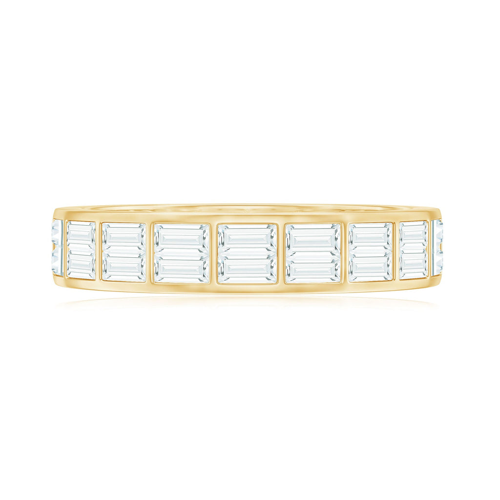 Baguette Cut Certified Moissanite Two Row Eternity Band