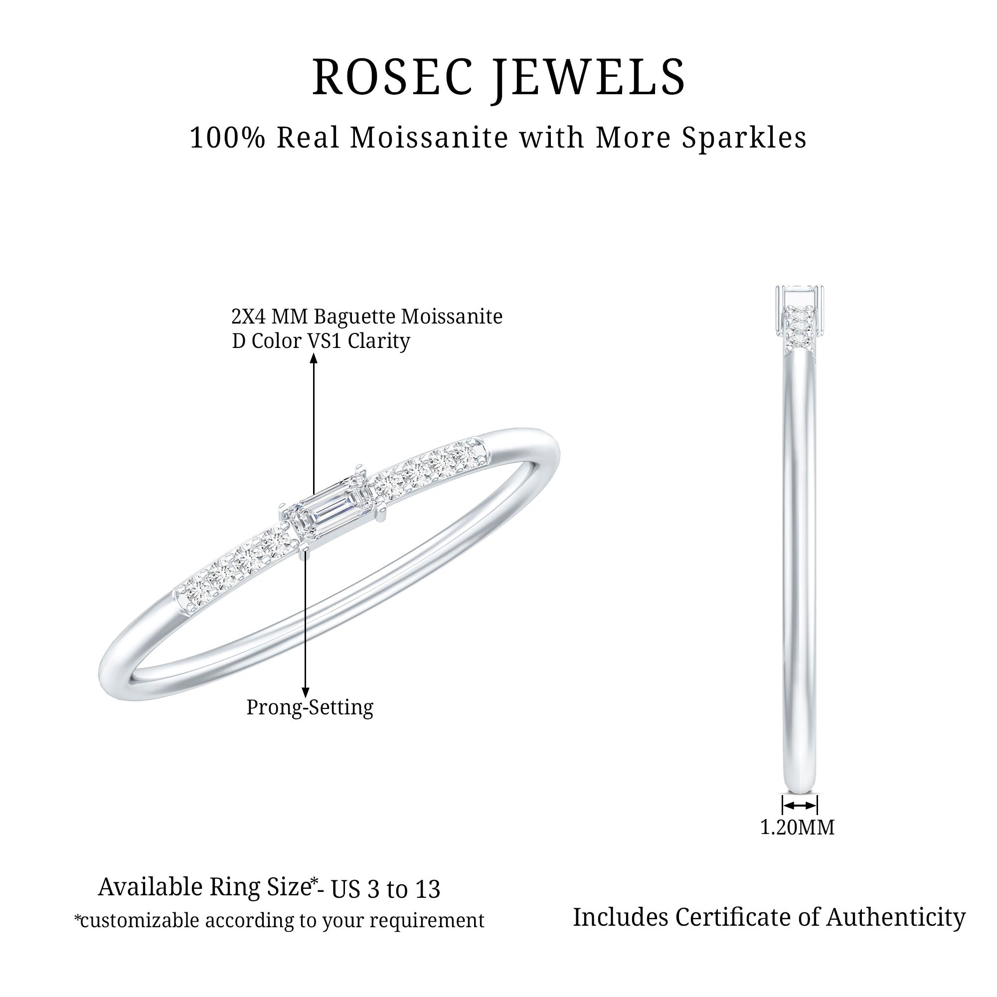 Moissanite Minimalist Stackable Promise Ring