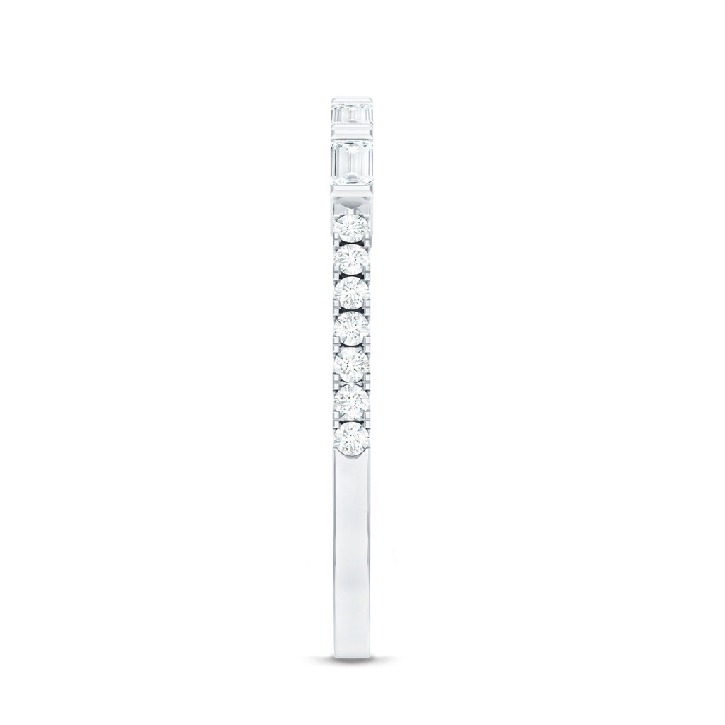 Baguette Shape Moissanite Stackable Ring in Bar Setting