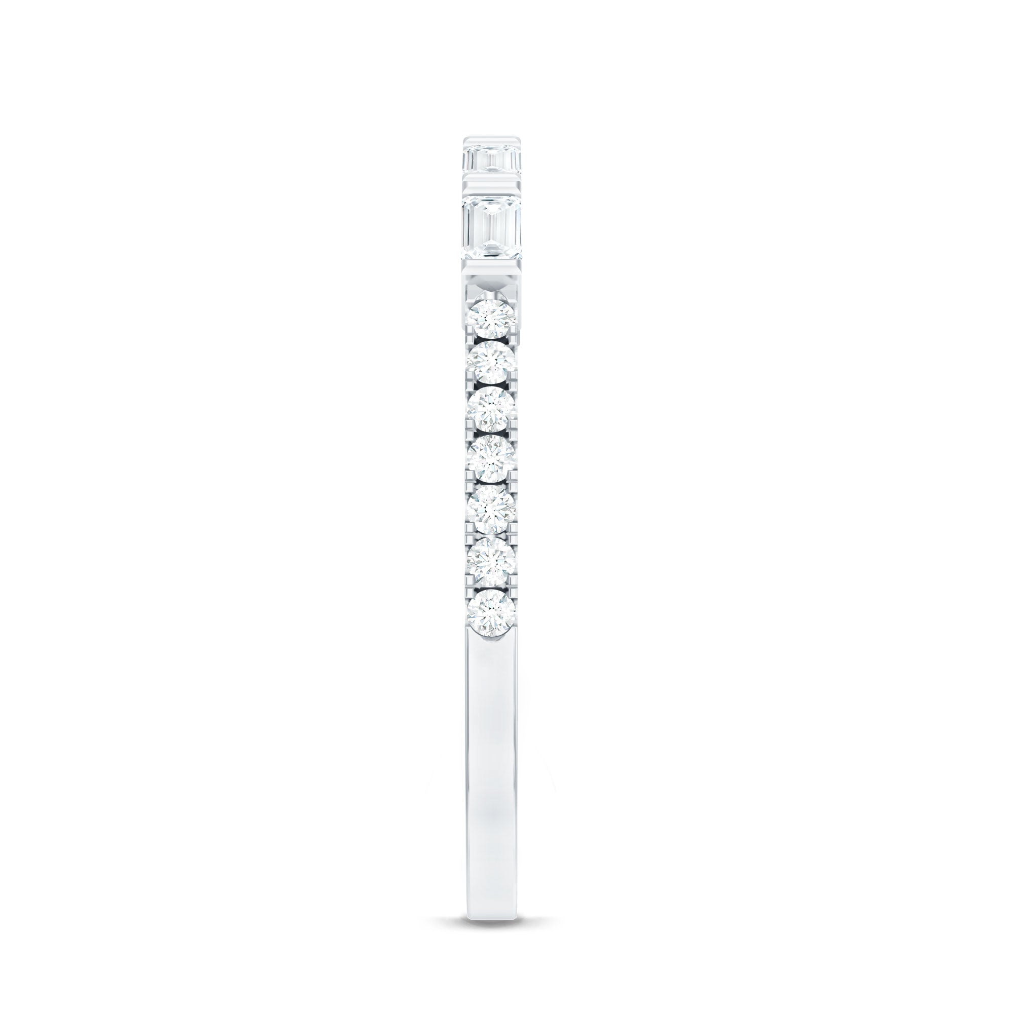 Baguette Shape Moissanite Stackable Ring in Bar Setting