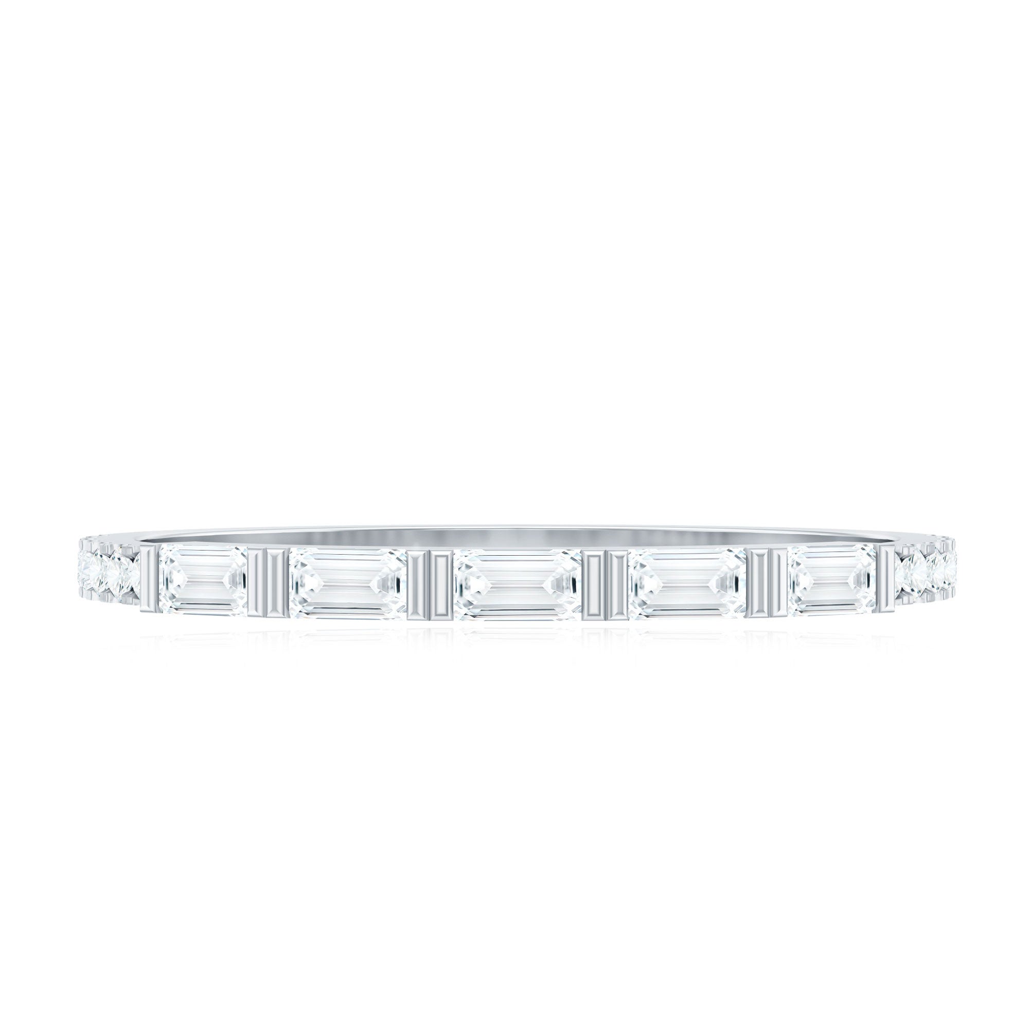 Baguette Shape Moissanite Stackable Ring in Bar Setting