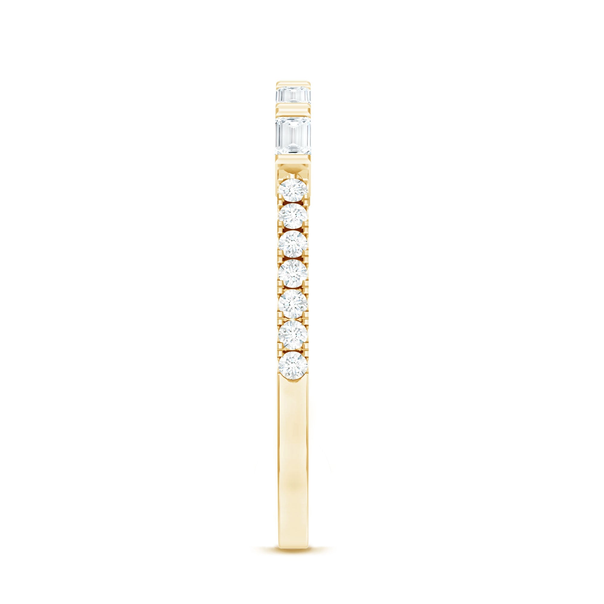 Baguette Shape Moissanite Stackable Ring in Bar Setting