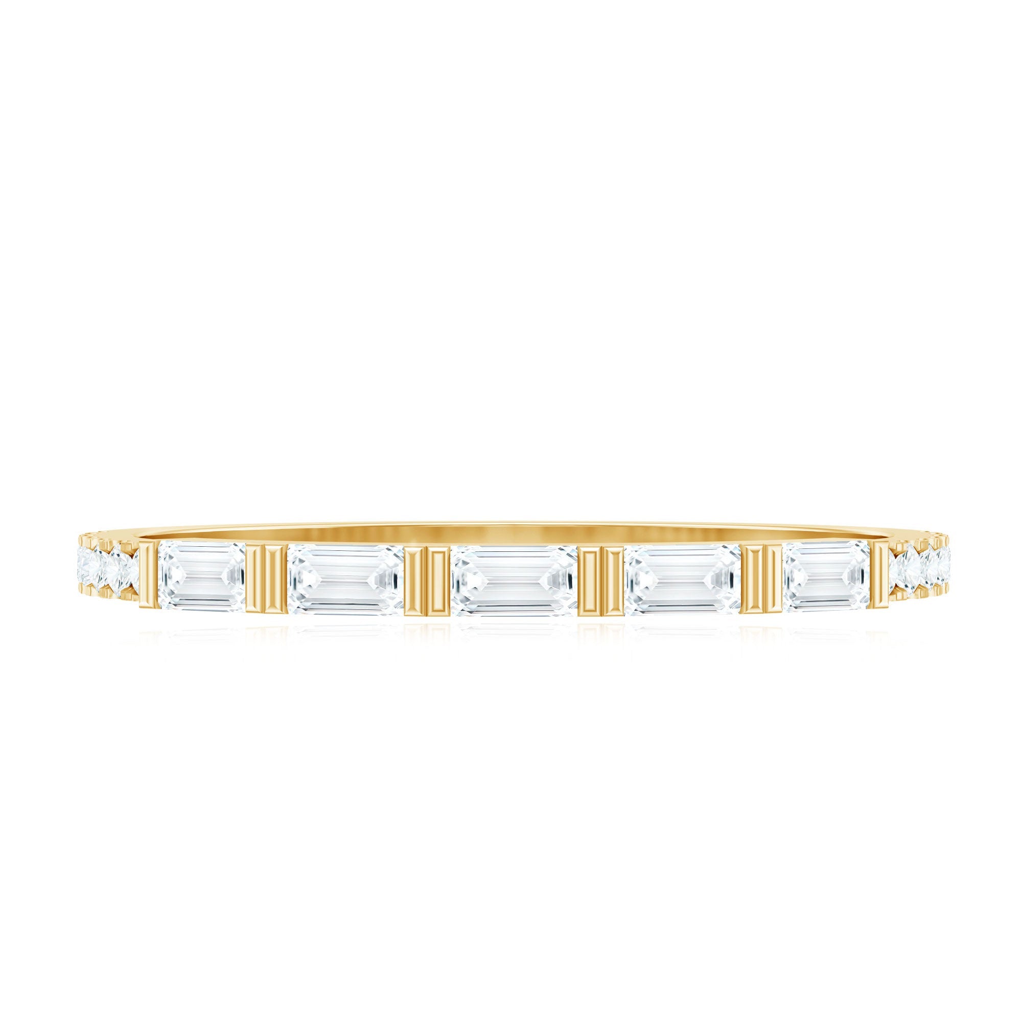 Baguette Shape Moissanite Stackable Ring in Bar Setting
