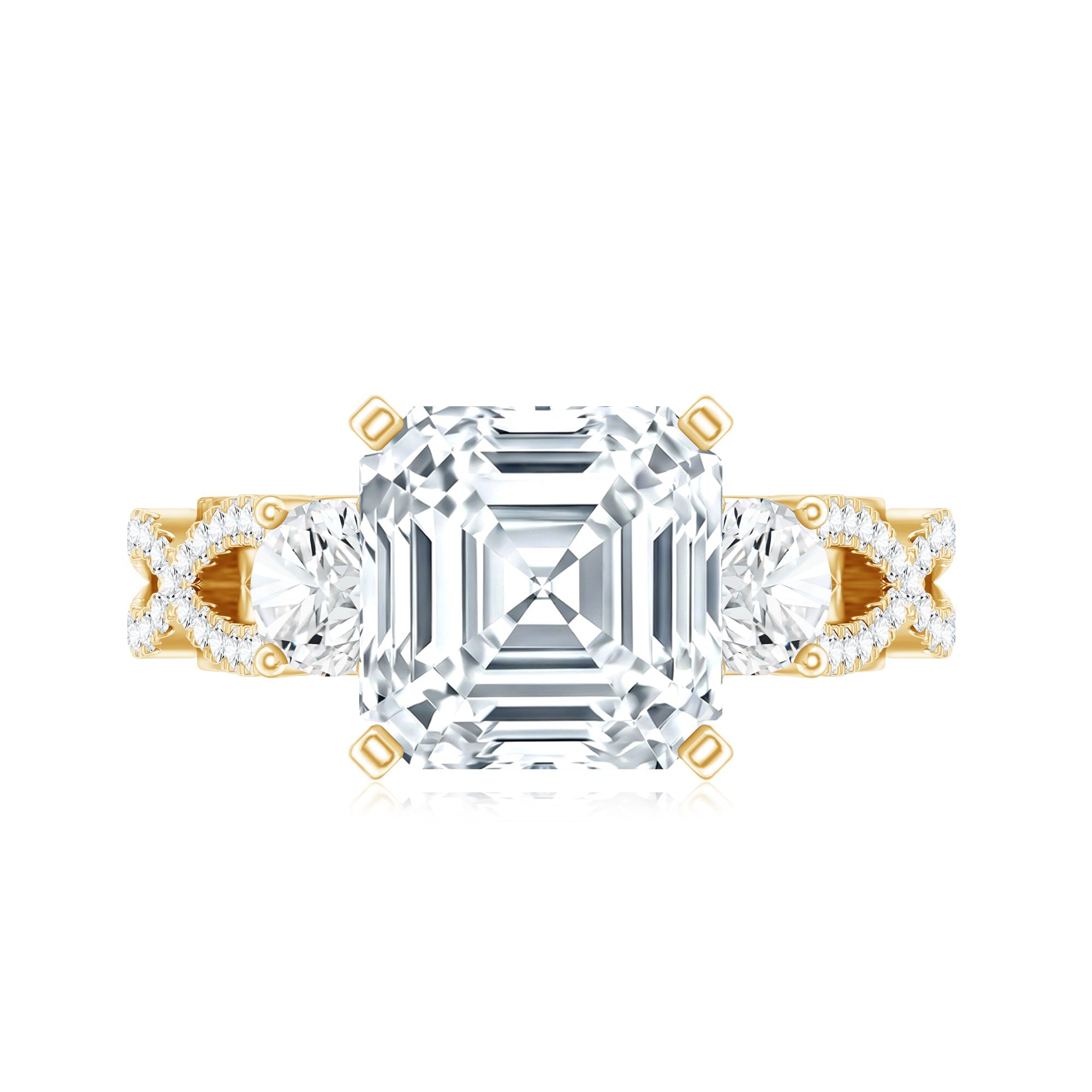Asscher Cut Certified Moissanite Vintage Looking Engagement Ring