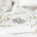 Certified Moissanite Lotus Flower Bridal Ring Set