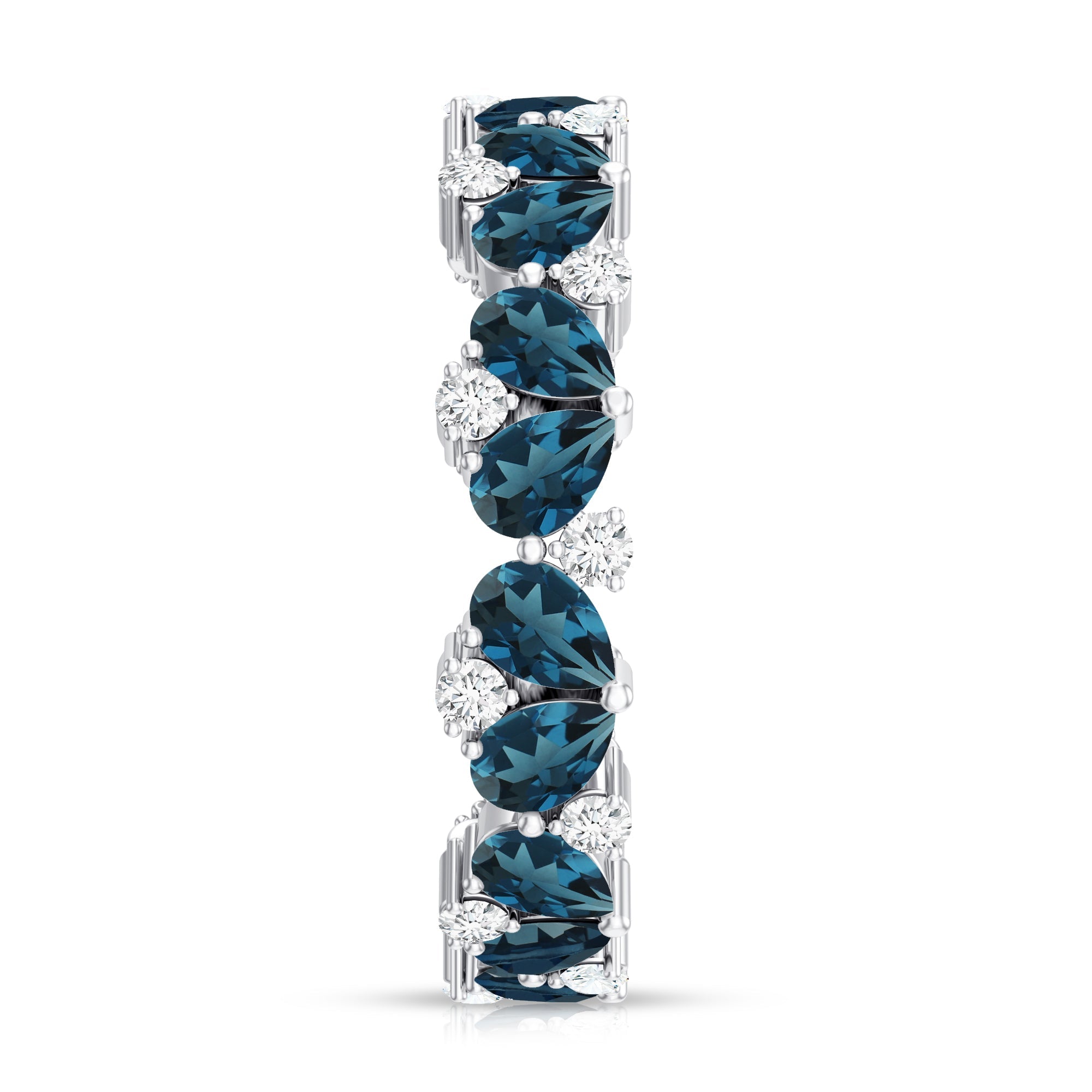 Pear Shaped London Blue Topaz and Diamond Full Eternity Band