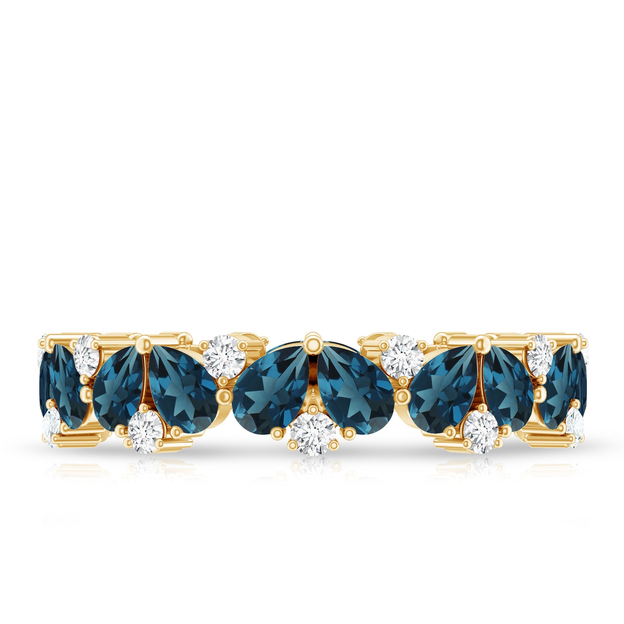 Pear Shaped London Blue Topaz and Diamond Full Eternity Band