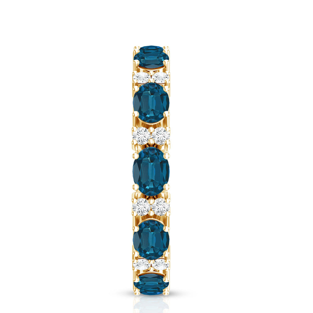 Oval Cut London Blue Topaz Full Eternity Band with Diamond
