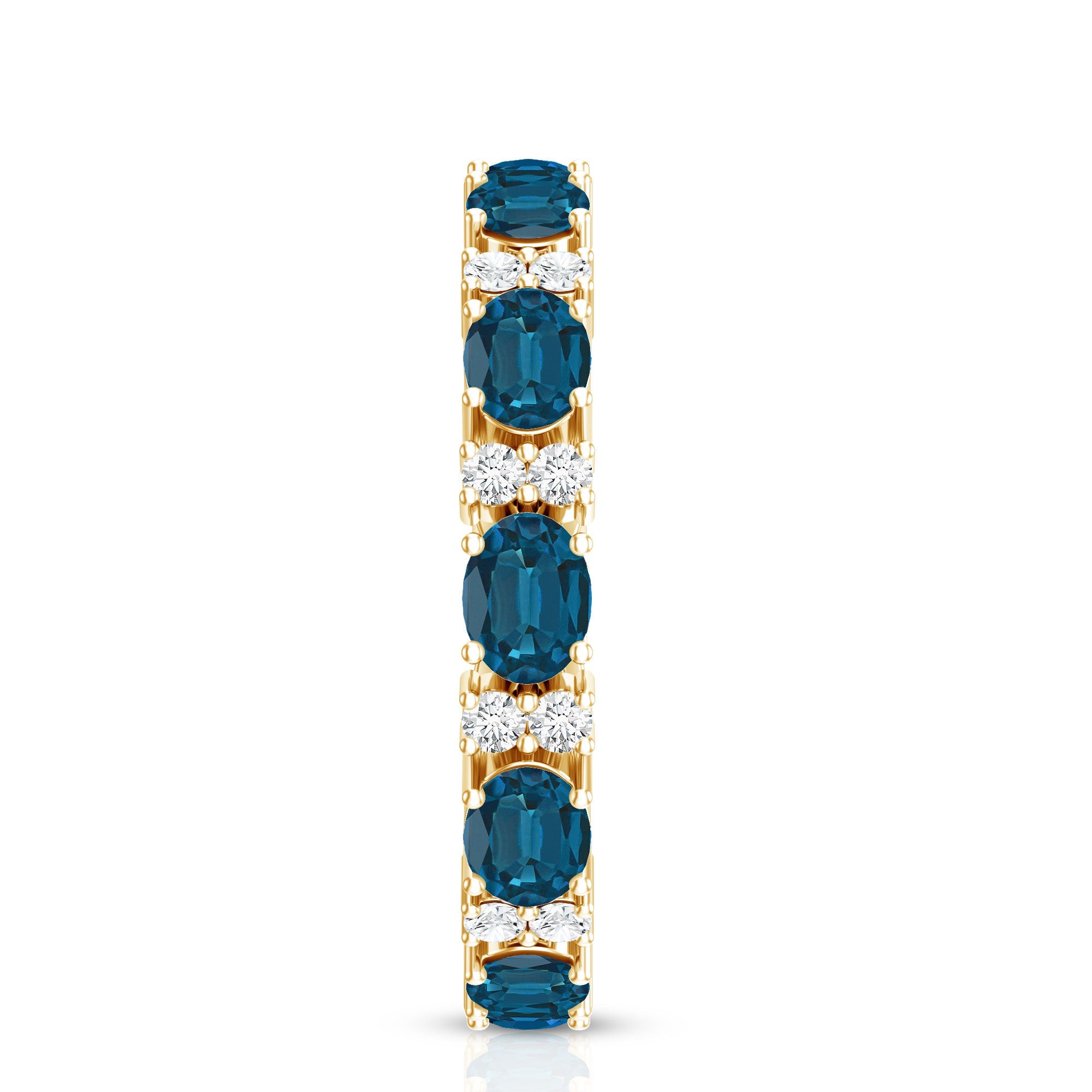 Oval Cut London Blue Topaz Full Eternity Band with Diamond