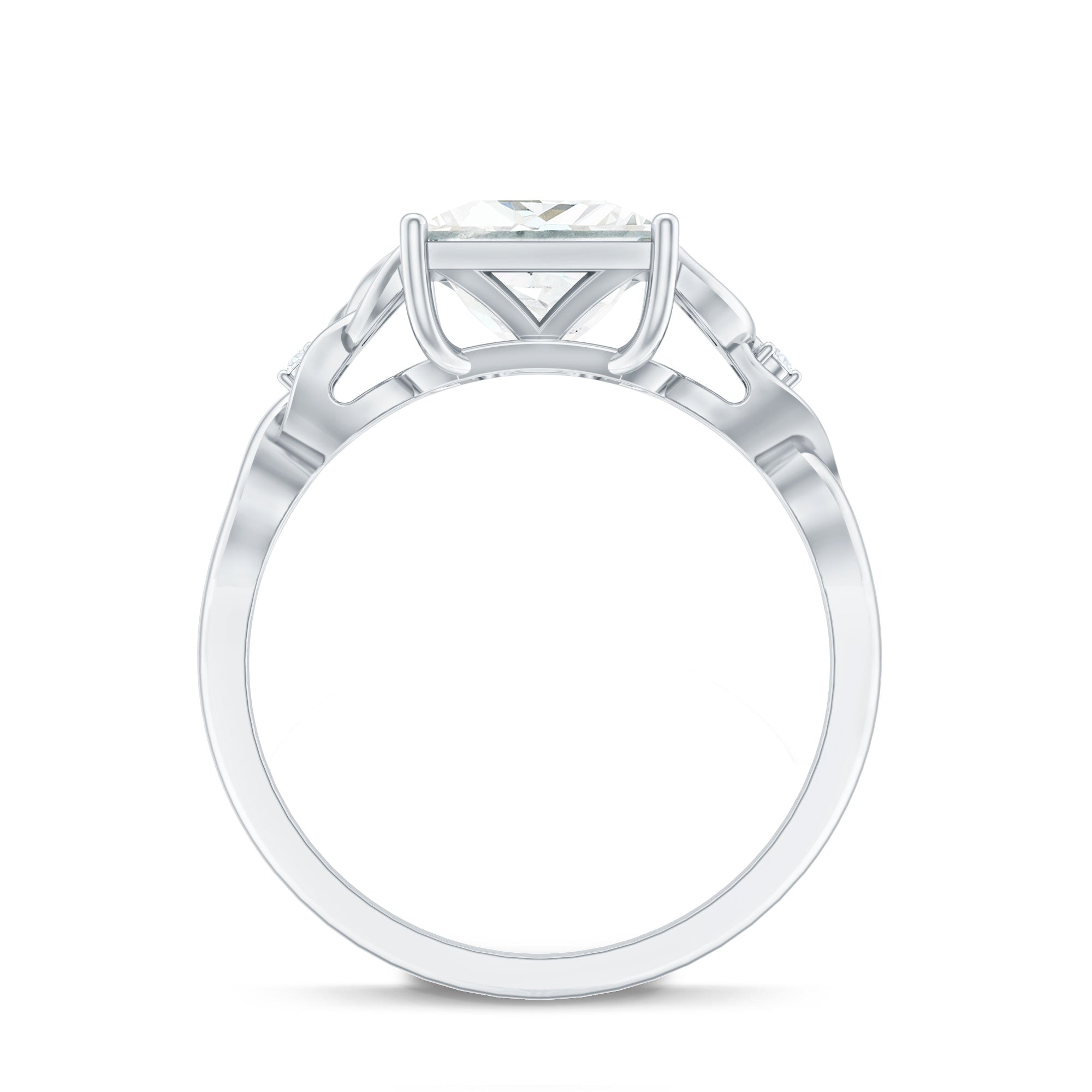 8 MM Princess Cut Moissanite Solitaire Engagement Celtic Ring