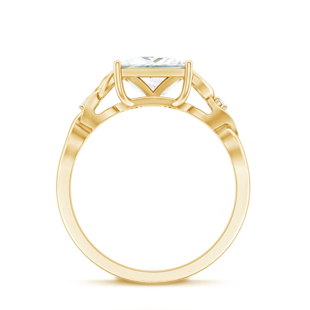 8 MM Princess Cut Moissanite Solitaire Engagement Celtic Ring