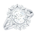 Oval Cut 7X9 MM Moissanite Double Halo Engagement Ring