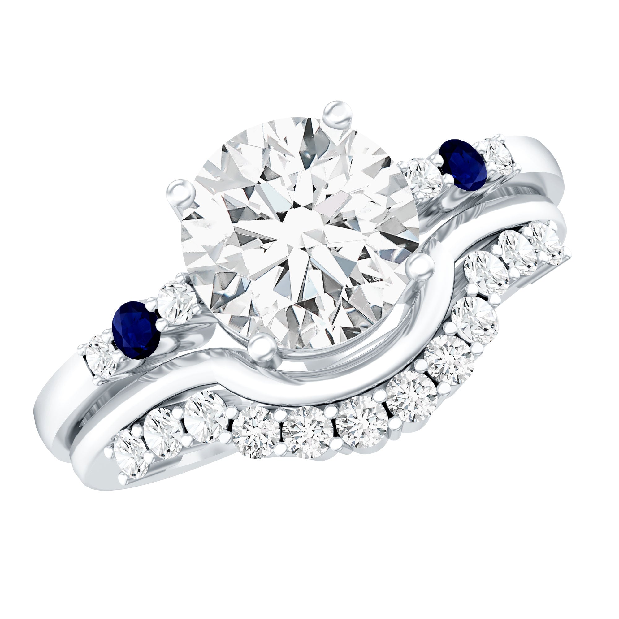 Certified 8MM Moissanite Engagement Ring With Wedding Band