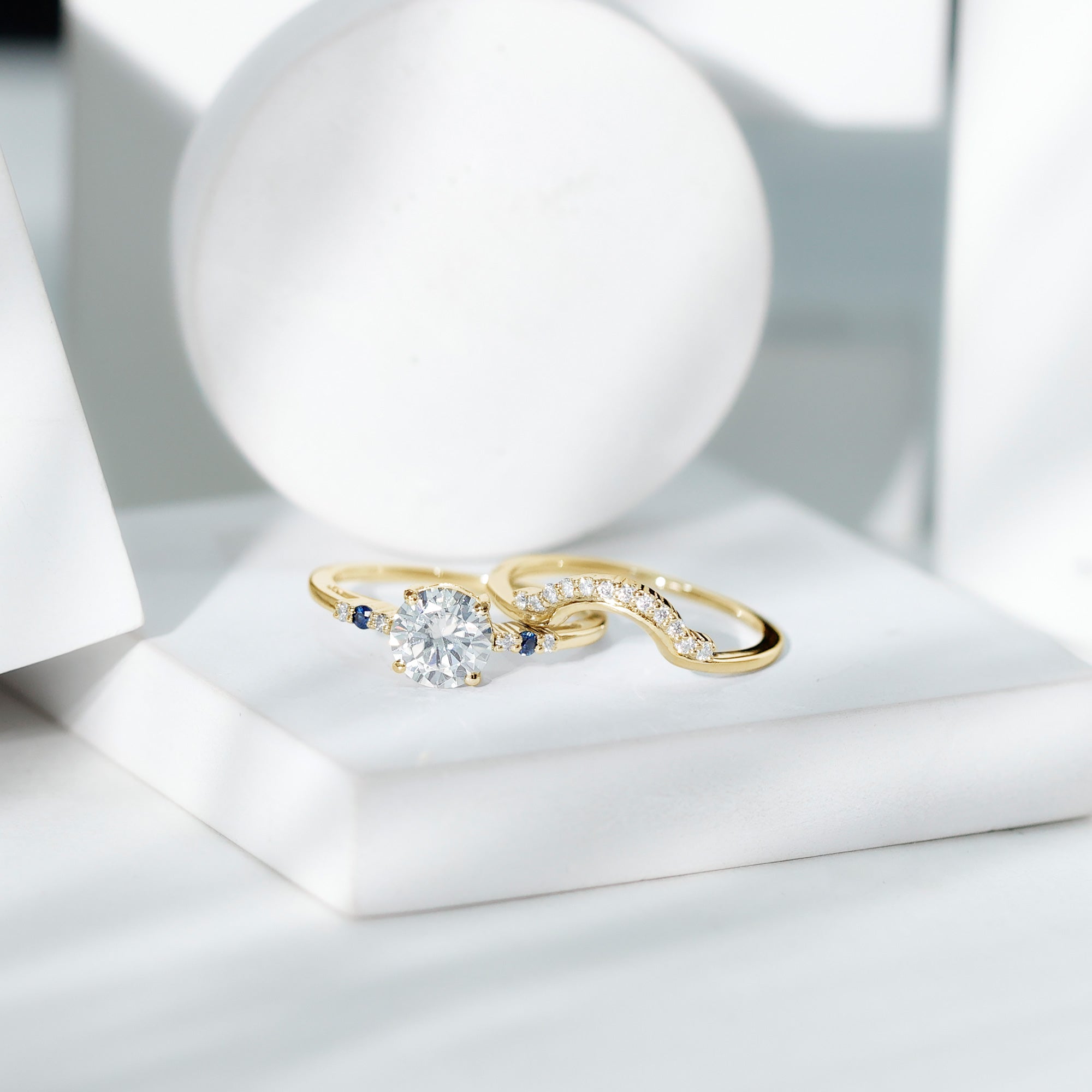 Certified 8MM Moissanite Engagement Ring With Wedding Band