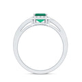 Certified Emerald Cut Lab Grown Emerald Vintage Engagement Ring with Diamond