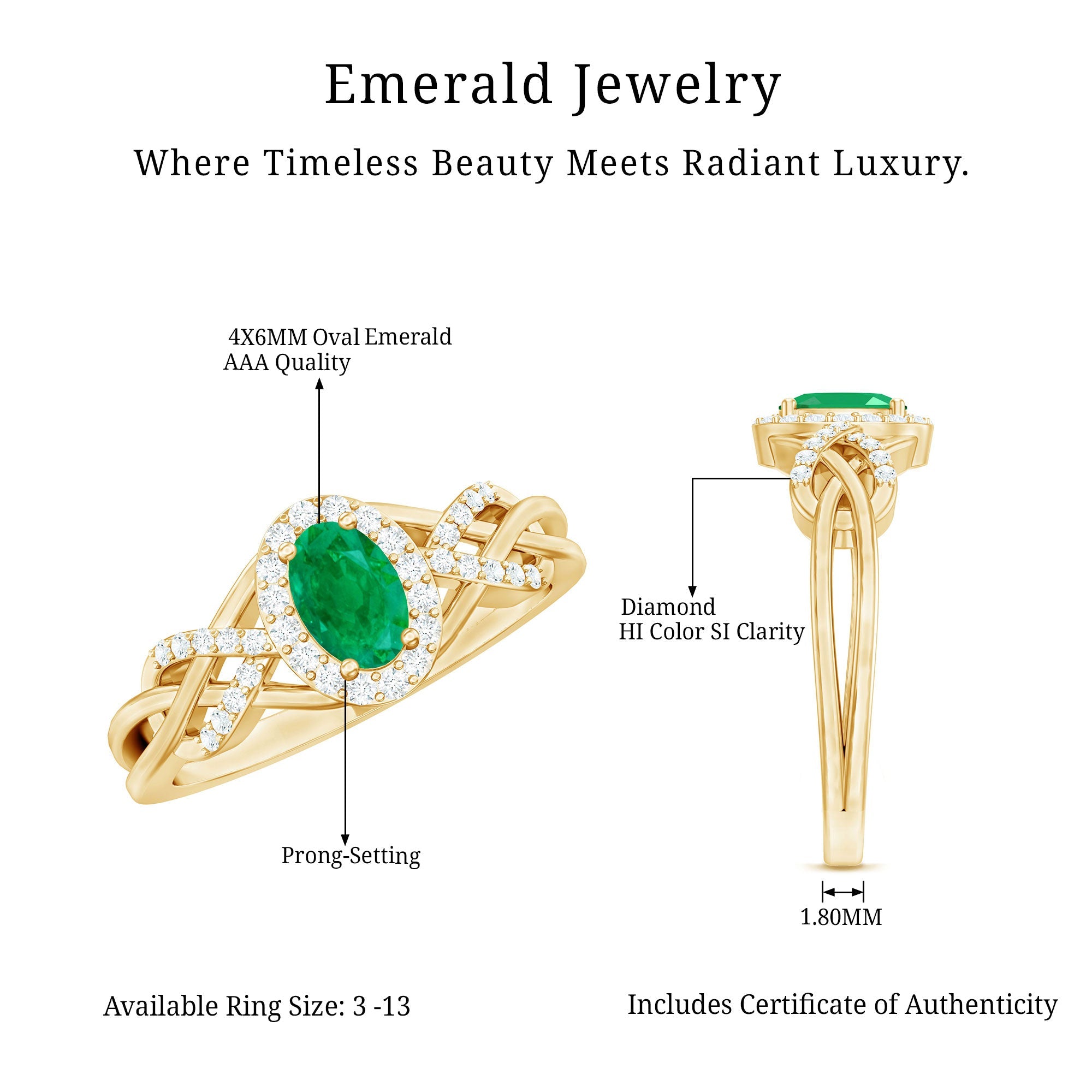 Designer Emerald Oval Engagement Ring with Diamond Halo