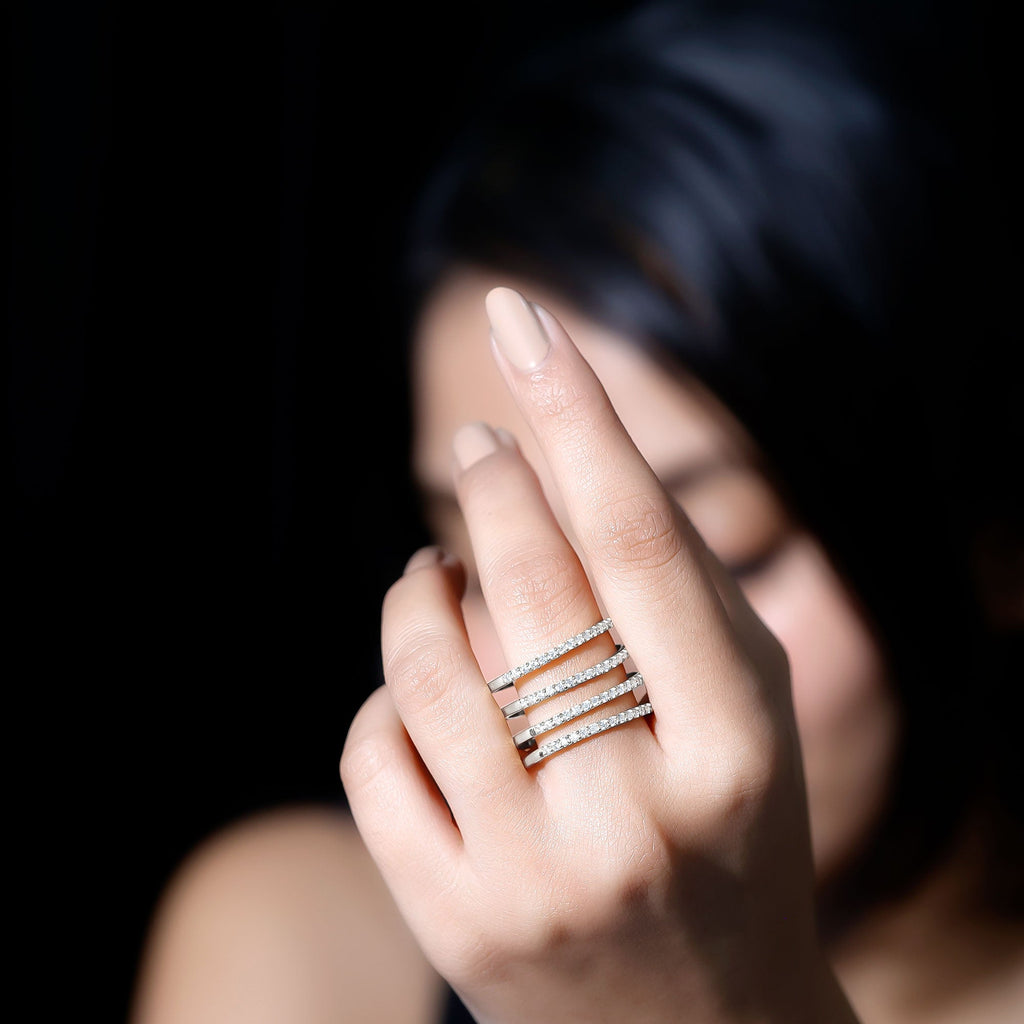 Certified Moissanite Spiral Wrap Ring