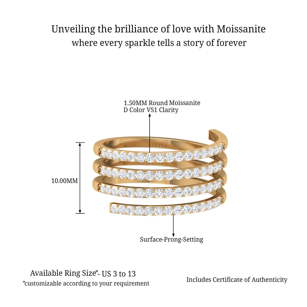 Certified Moissanite Spiral Wrap Ring