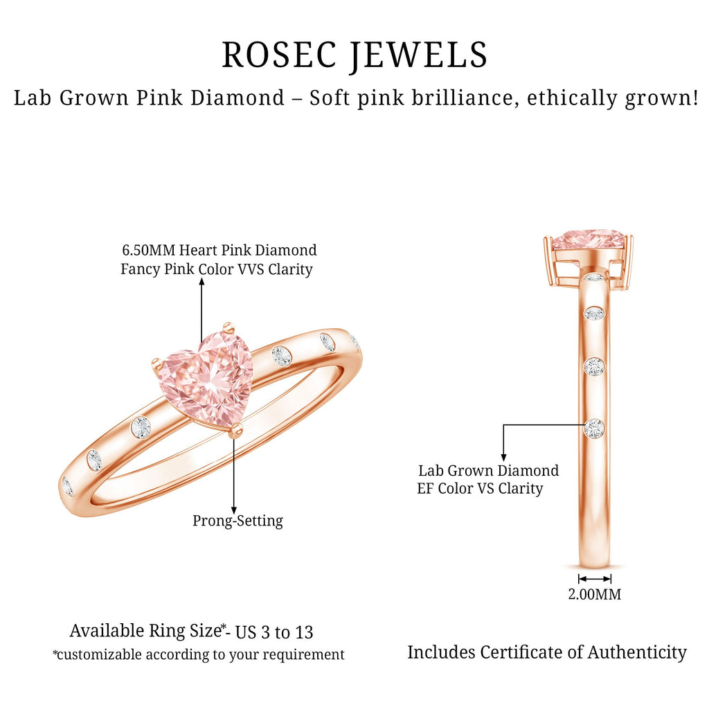 IGI Certified Solitaire Lab Grown Pink Diamond Engagement Ring for Women