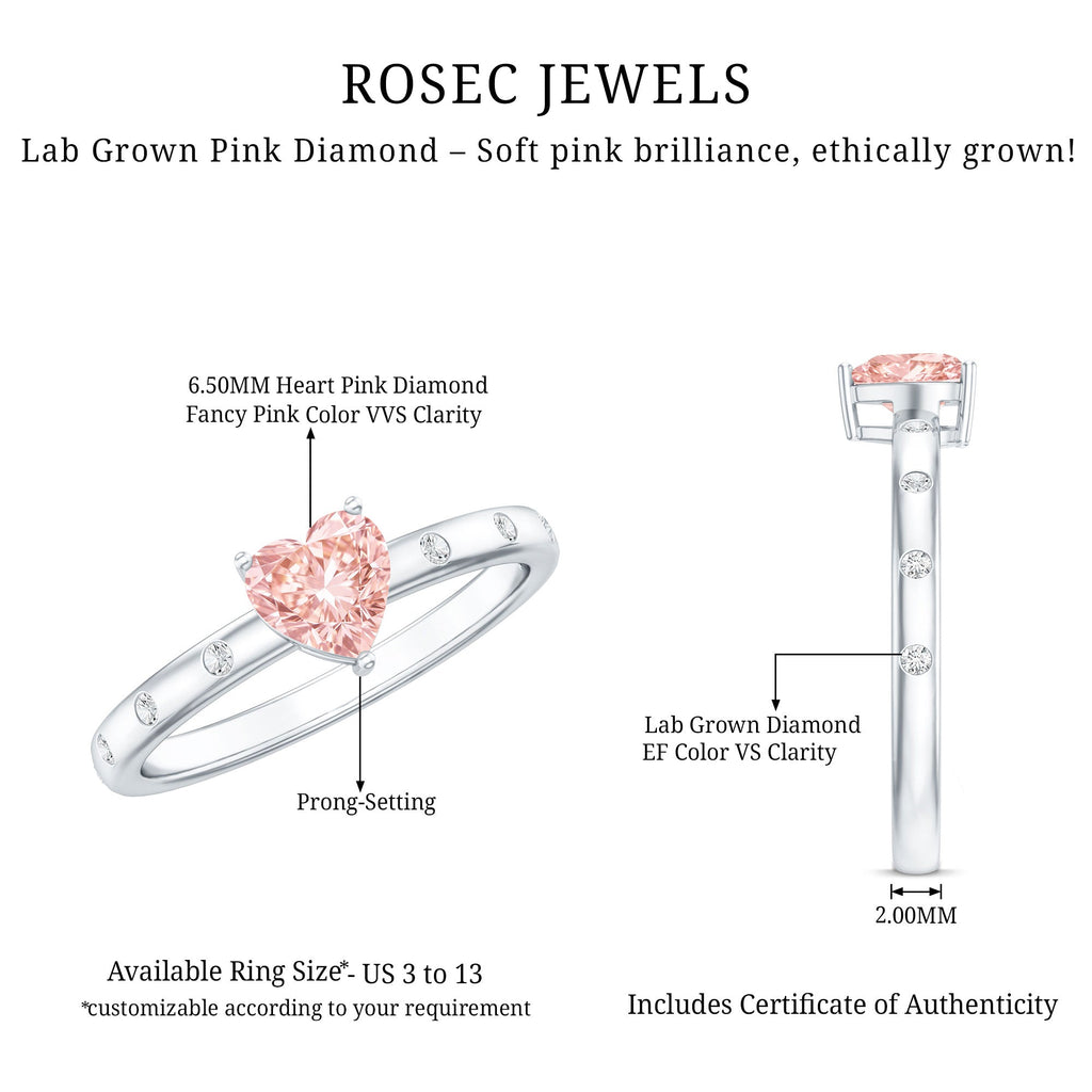 IGI Certified Solitaire Lab Grown Pink Diamond Engagement Ring for Women