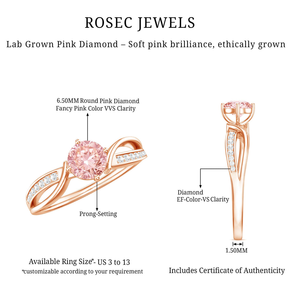 1 CT Lab Grown Pink Diamond Infinity Engagement Ring with IGI Certificate