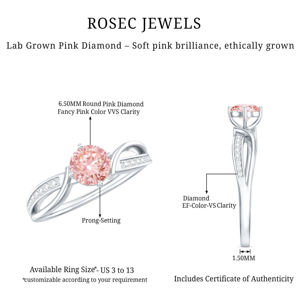 1 CT Lab Grown Pink Diamond Infinity Engagement Ring with IGI Certificate