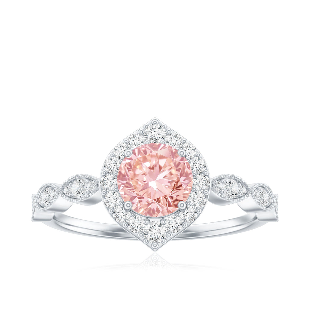 IGI Certified Lab Grown Pink White Diamond Designer Engagement Ring
