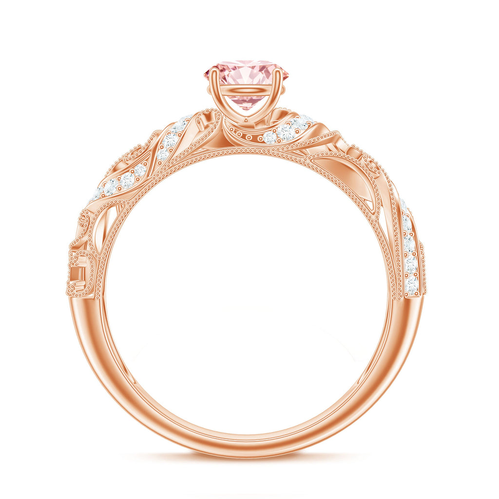 Lab Grown Pink Diamond Vintage Inspired Engagement Ring IGI Certified