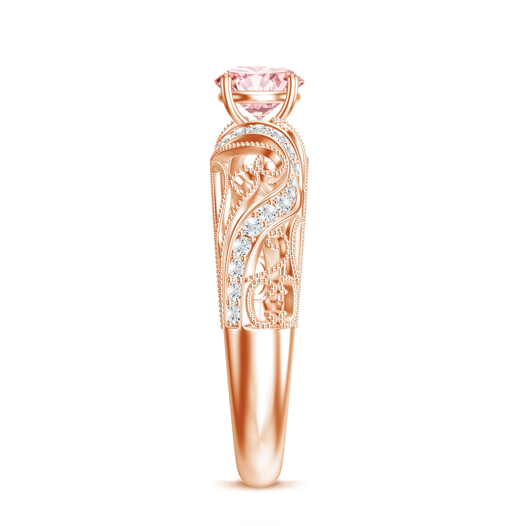 Lab Grown Pink Diamond Vintage Inspired Engagement Ring IGI Certified